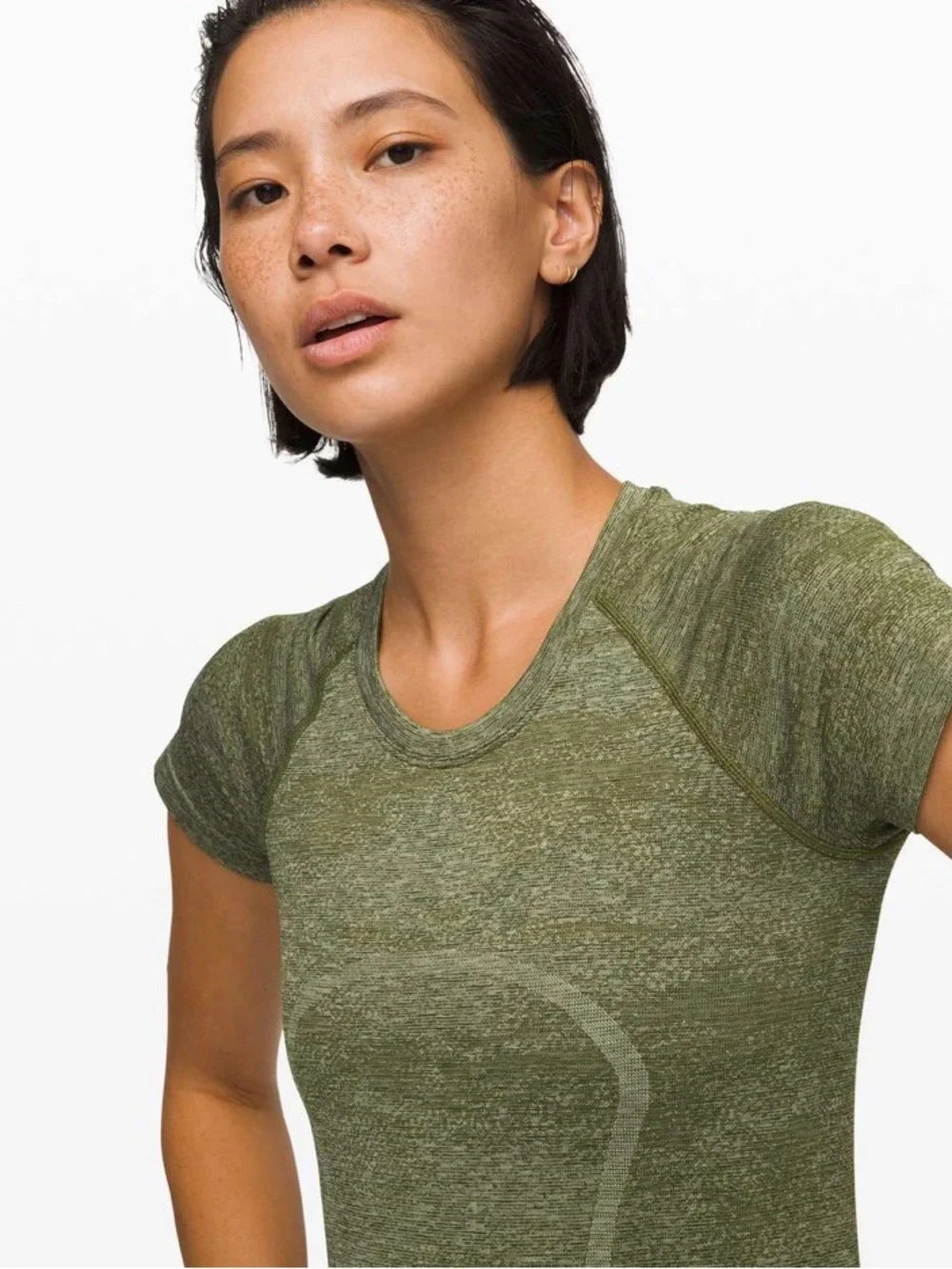 Lululemon Swiftly Speed Short Sleeve White Everglades Black Field Green Sz 10 - Picture 3 of 12